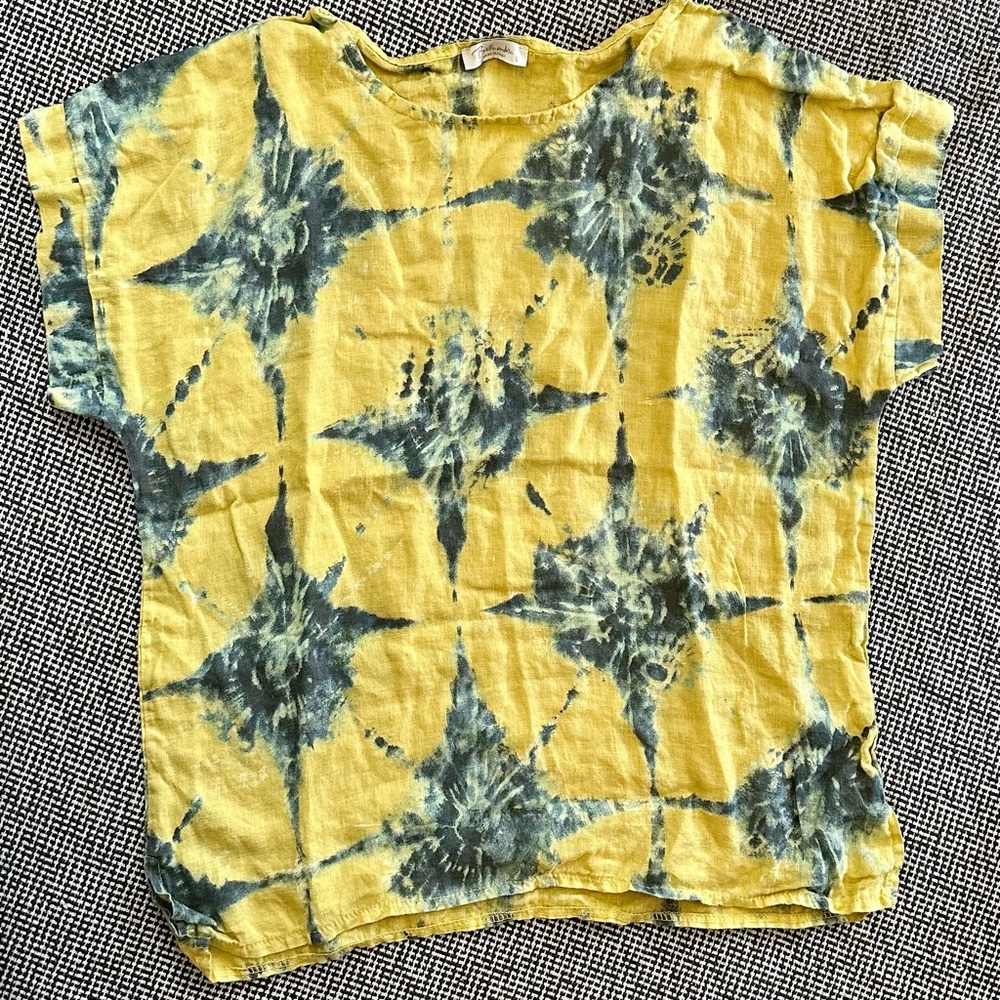 Vintage | Women’s Short Sleeved Linen Tie Dyed Blouse